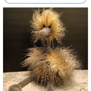 Jellycat Odette Fluffy Ostrich Stuffed Animal - Gray and Cream